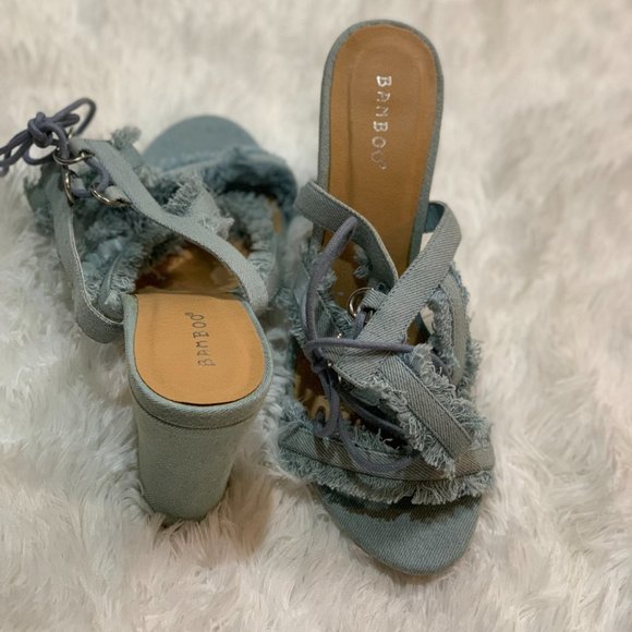 Denim Strappy Sandals - Picture 2 of 3